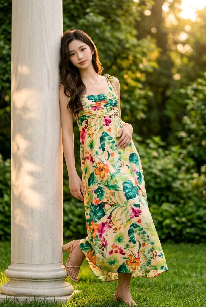 Đầm maxi hoa nhiệt đới