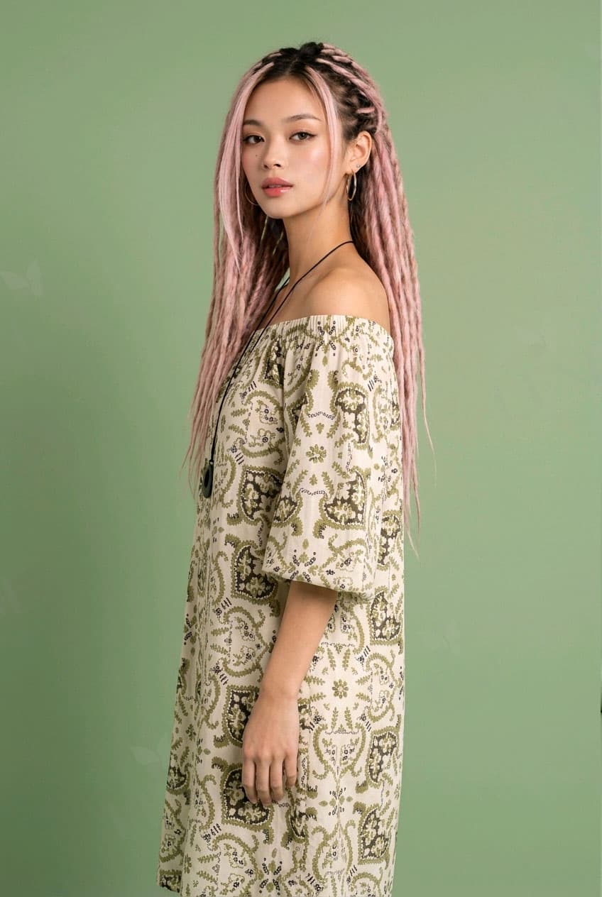 Đầm suông họa tiết boho phóng khoáng - View 4