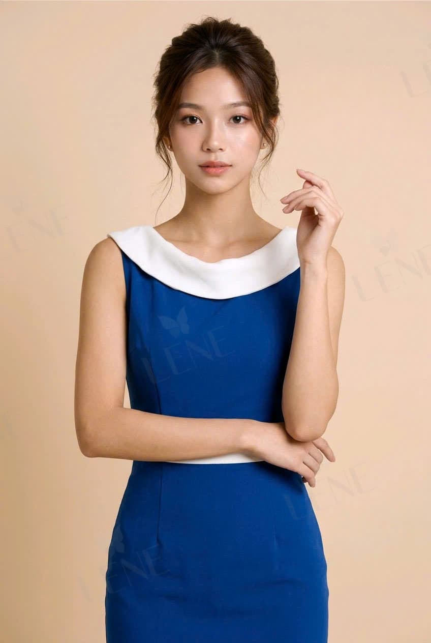 Đầm midi phối màu quyến rũ - View 4