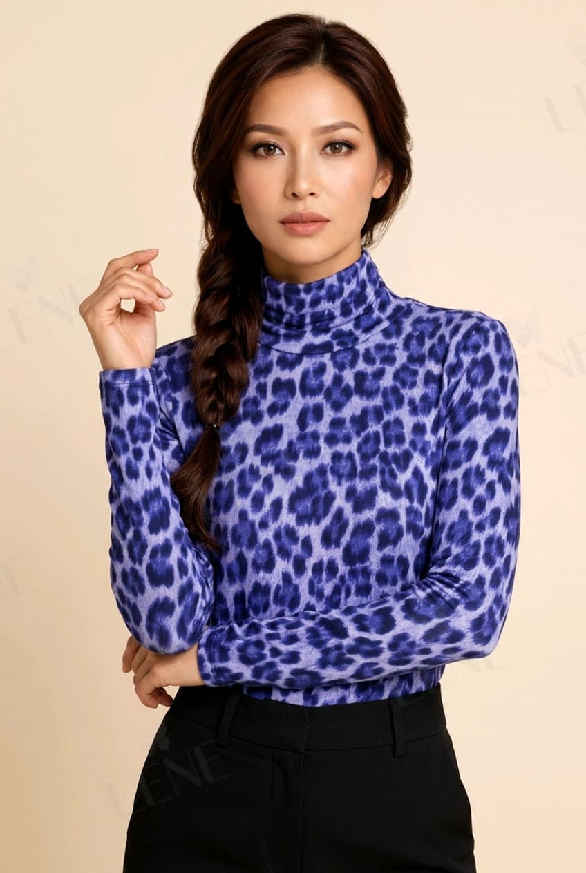 Áo cổ lọ họa tiết - View 3