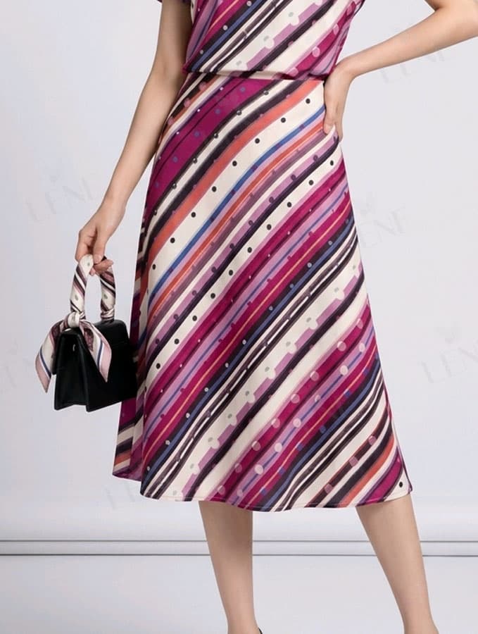 Váy midi lụa chấm bi - View 2