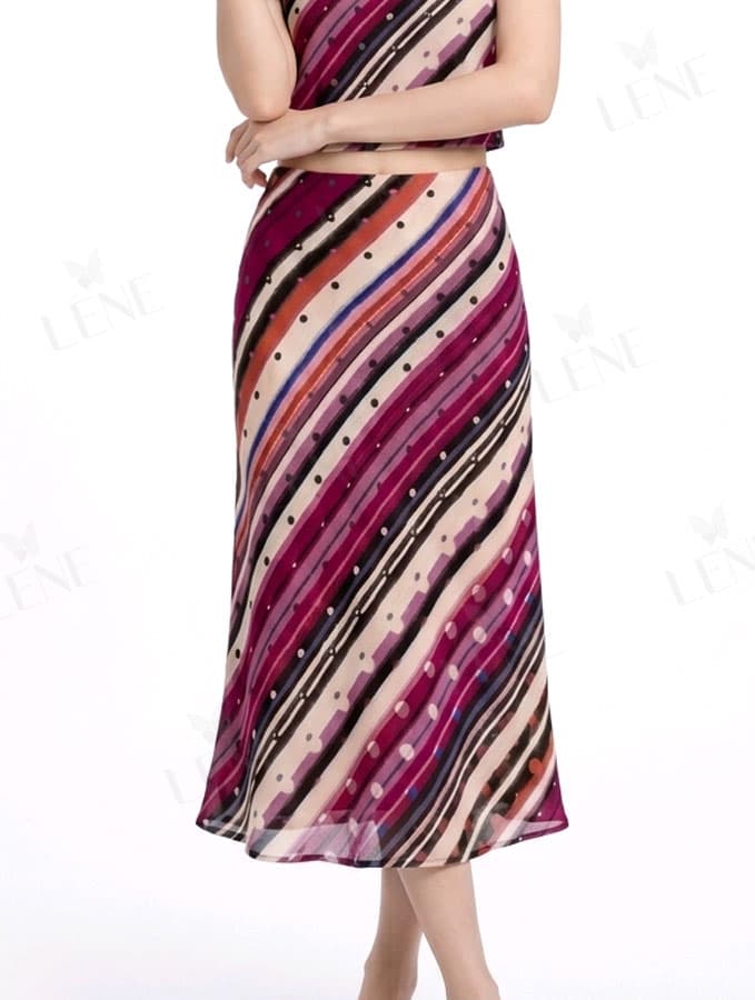 Váy midi lụa chấm bi - View 3