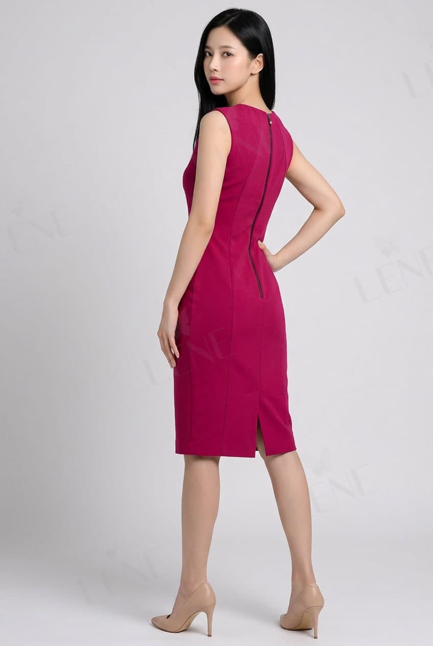 Đầm ôm công sở cổ vuông cách điệu tôn dáng - View 3