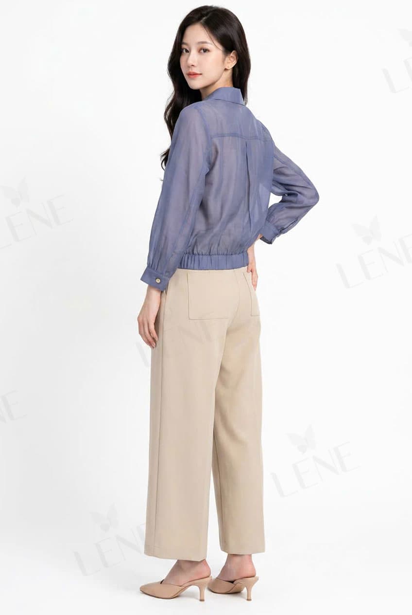 Set bộ áo sơ mi organza và quần tây ống suông - View 2