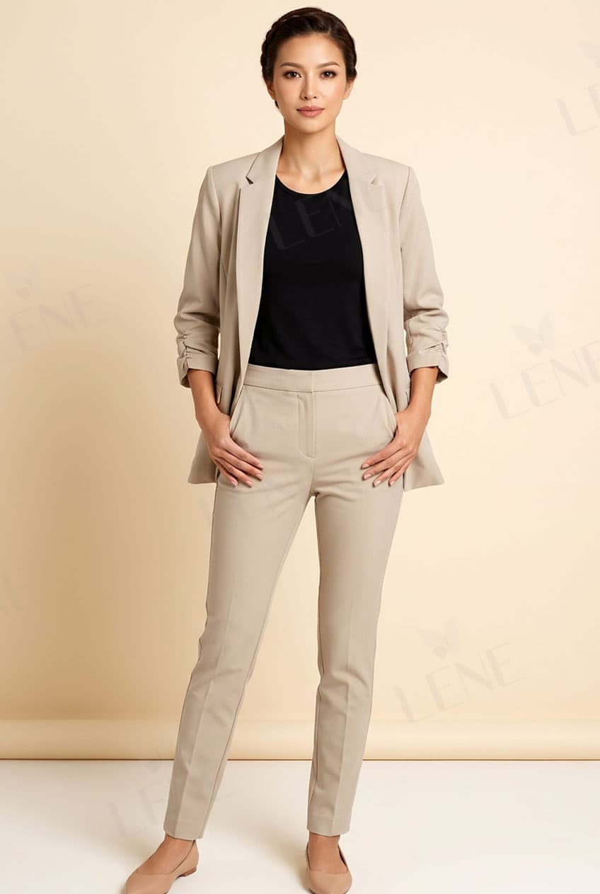 Áo khoác blazer công sở tay lửng nhún sườn - View 3