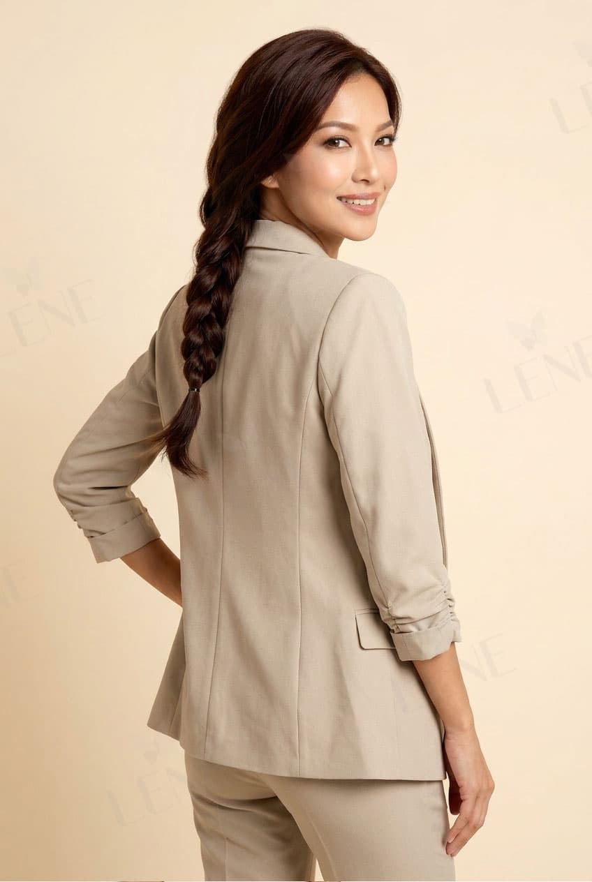 Áo khoác blazer công sở tay lửng nhún sườn - View 4