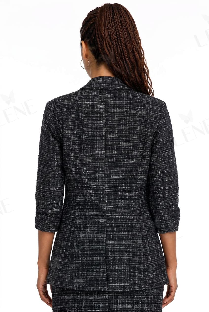 Áo khoác blazer dạ tweet phom suông xắn tay - View 3