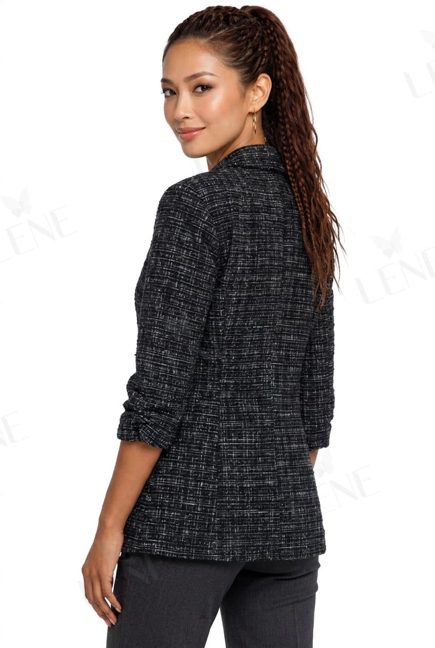 Áo khoác blazer dạ tweet phom suông xắn tay - View 4
