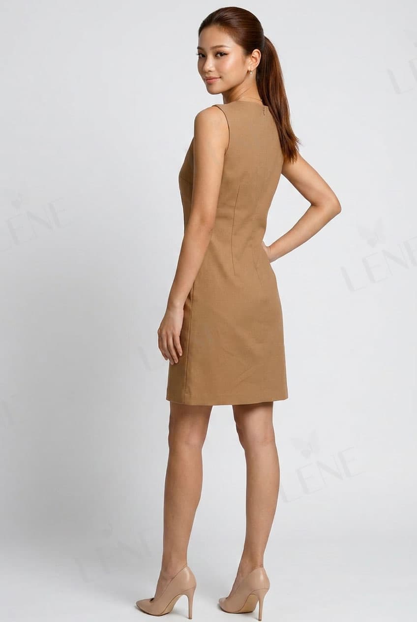 Đầm ôm sát nách cổ tròn tối giản - View 4