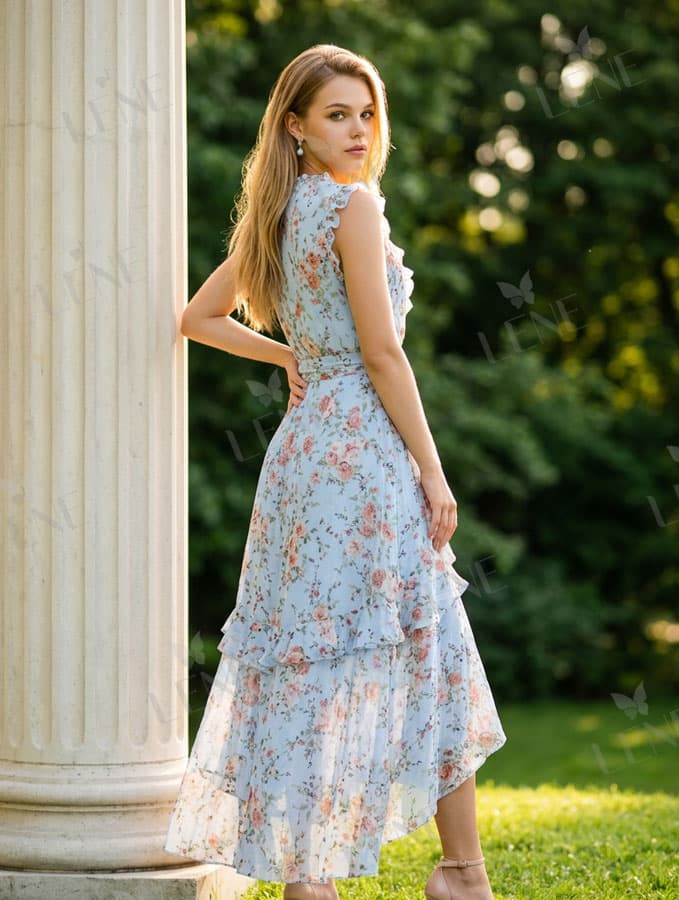Đầm chiffon hoa hồng - View 2
