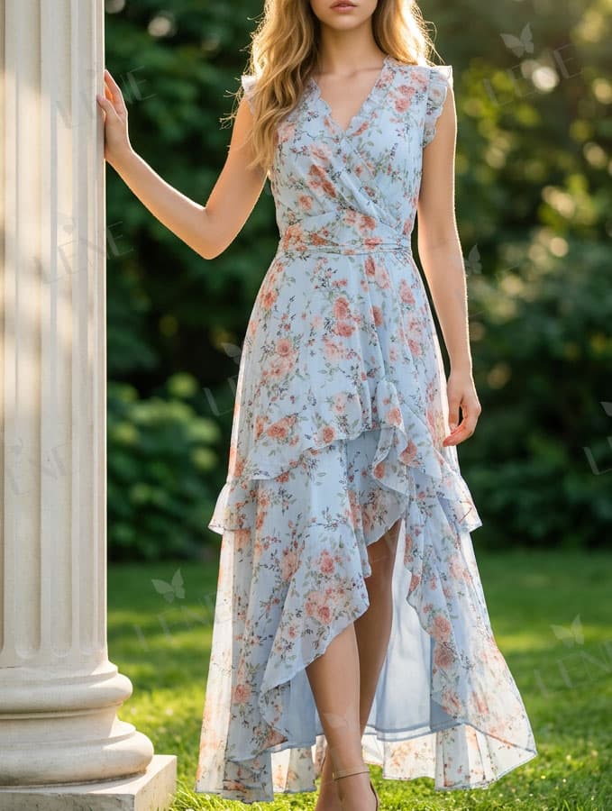 Đầm chiffon hoa hồng - View 4