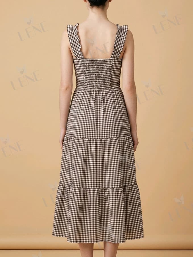 Đầm caro nâu cổ điển - View 4