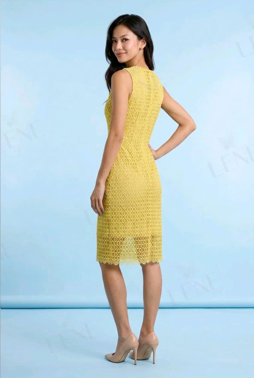 Đầm ren thêu hoa vàng - View 2