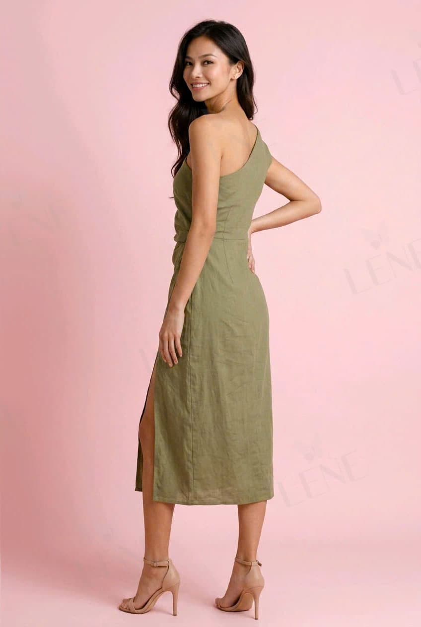 Đầm linen lệch vai quyến rủ - View 2