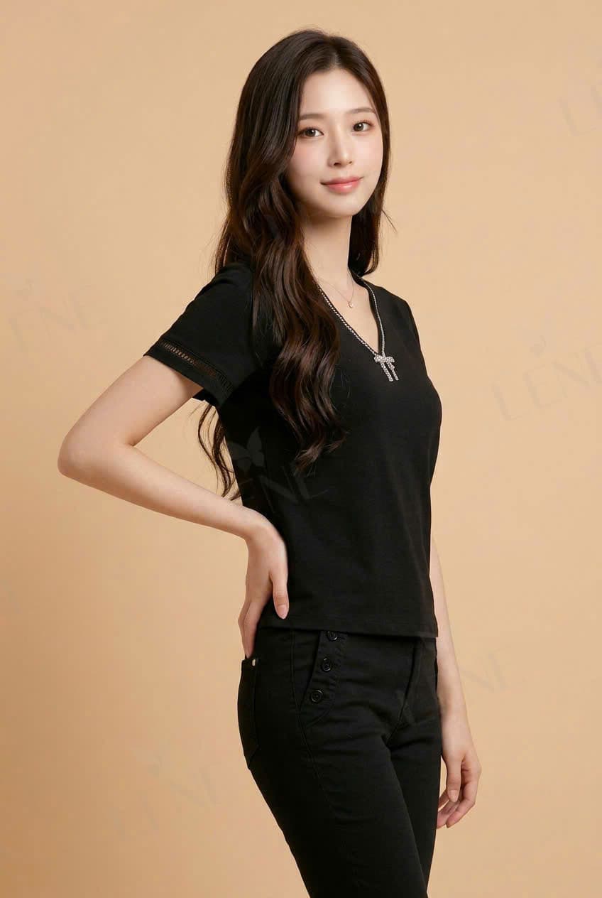 Áo cổ nơ đính đá - View 2