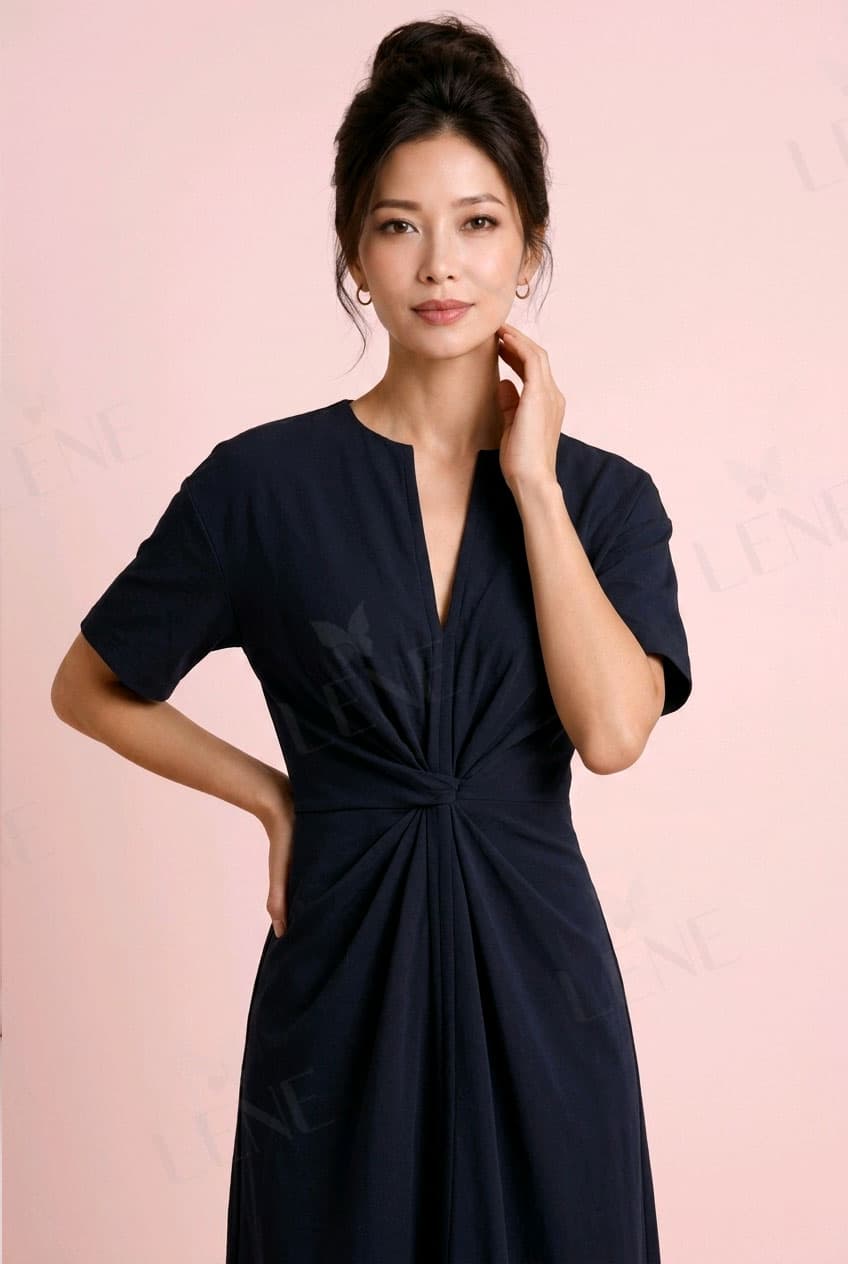 Đầm nhấn eo, tối giản