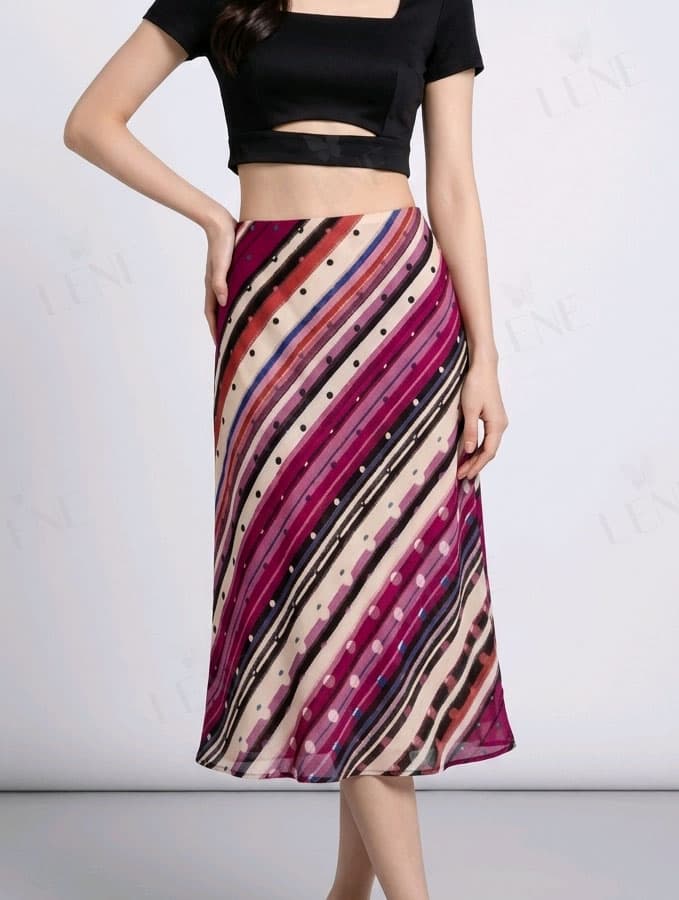 Váy midi lụa chấm bi