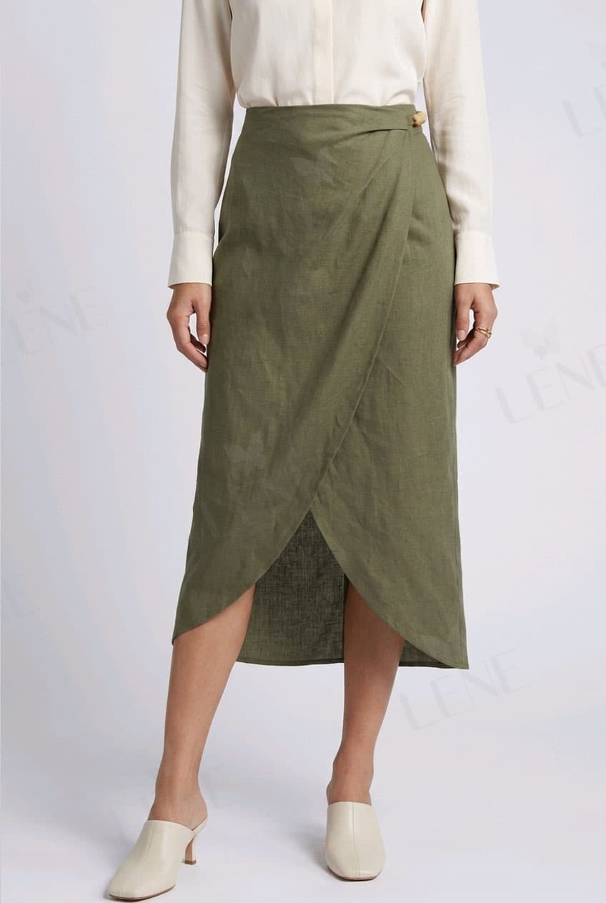 Chân váy linen vạt chéo - View 2