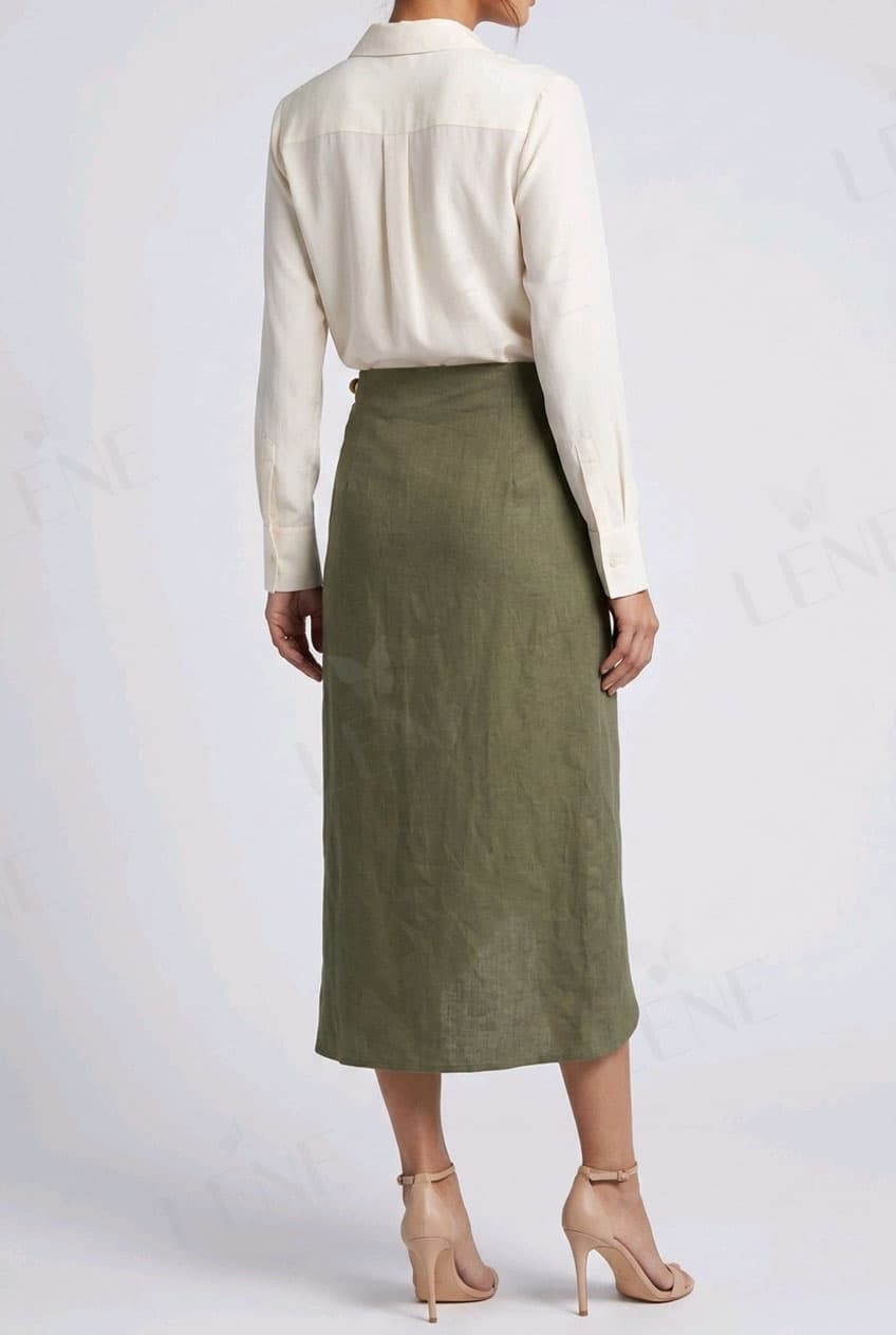 Chân váy linen vạt chéo - View 4