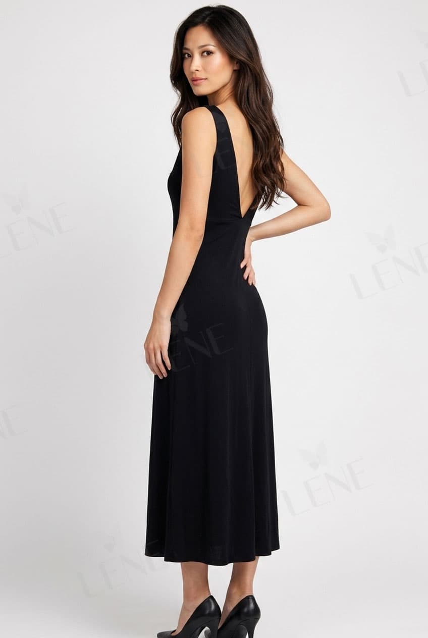 Đầm lụa satin tối giản - View 4