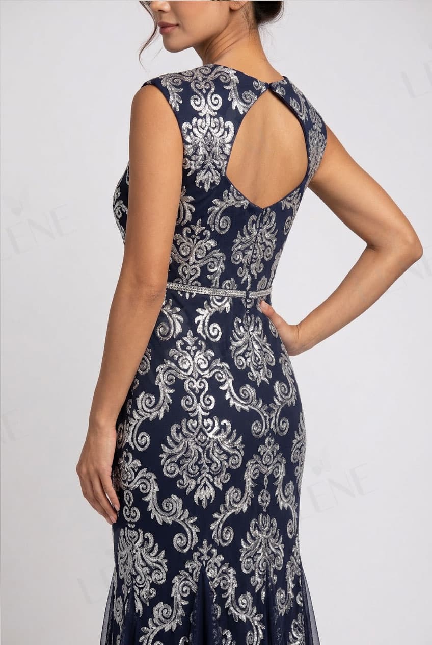 Đầm dạ hội đuôi cá sequin họa tiết Baroque - View 3