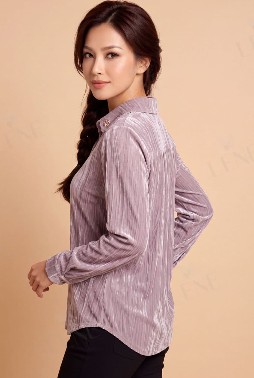 Áo sơ mi nhung gân cổ đức basic