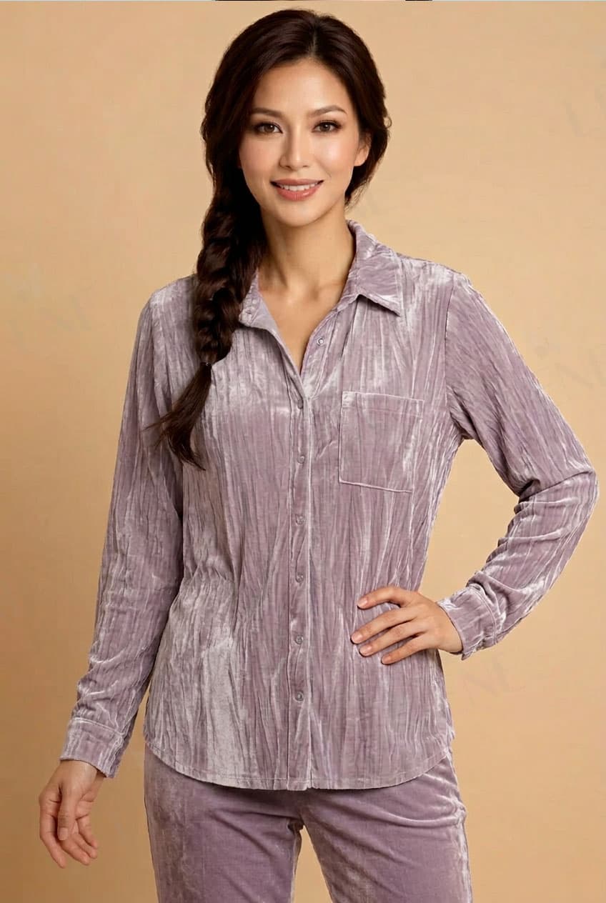 Áo sơ mi nhung gân cổ đức basic - View 2