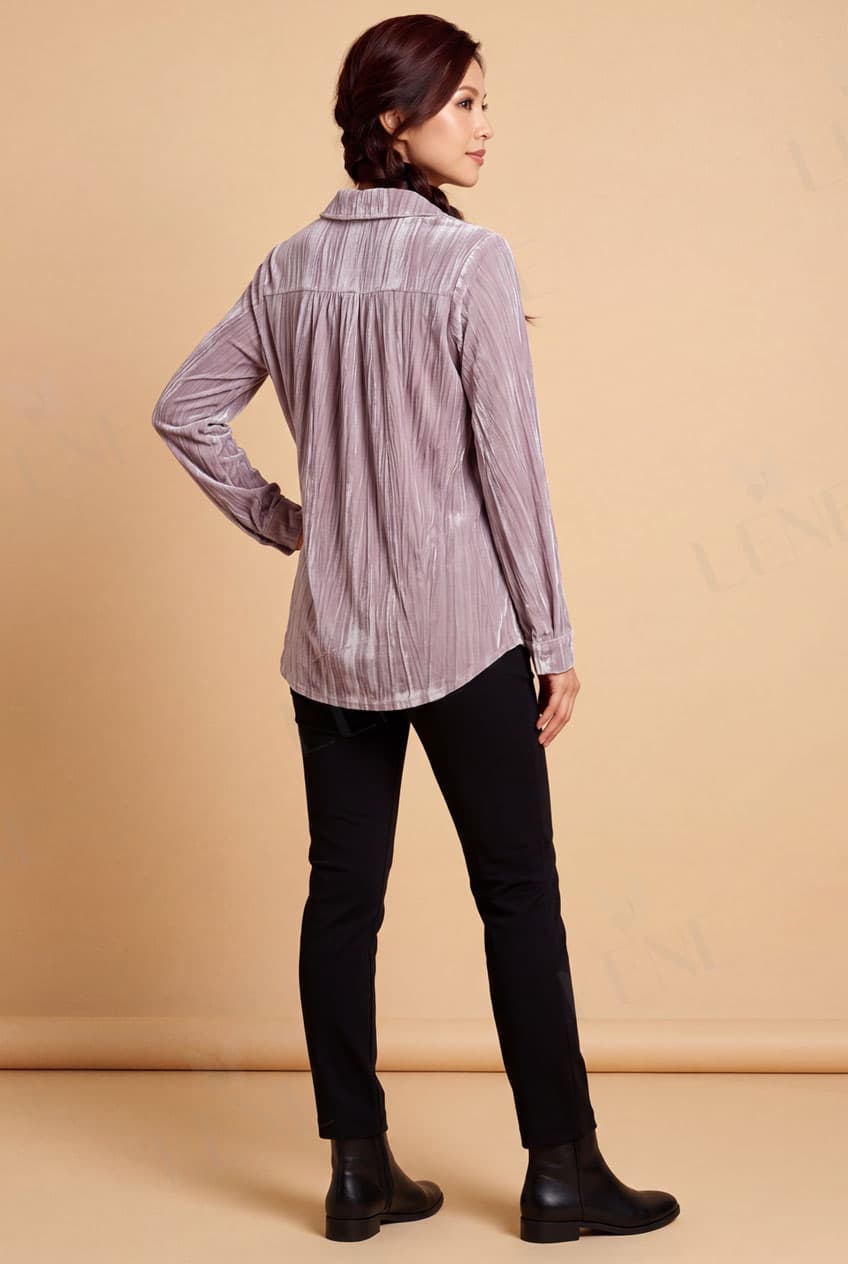 Áo sơ mi nhung gân cổ đức basic - View 4