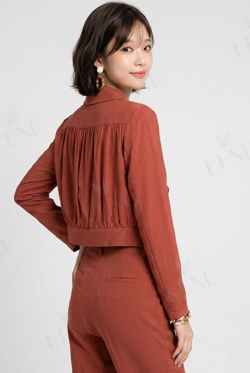 Áo khoác linen dáng lửng bo eo thời thượng - View 2