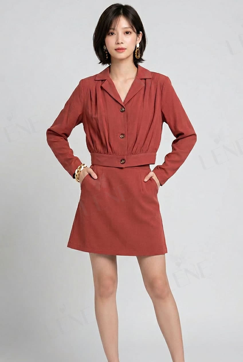 Áo khoác linen dáng lửng bo eo thời thượng - View 3