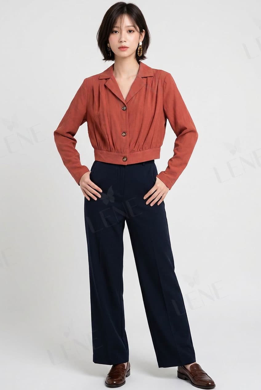 Áo khoác linen dáng lửng bo eo thời thượng - View 4