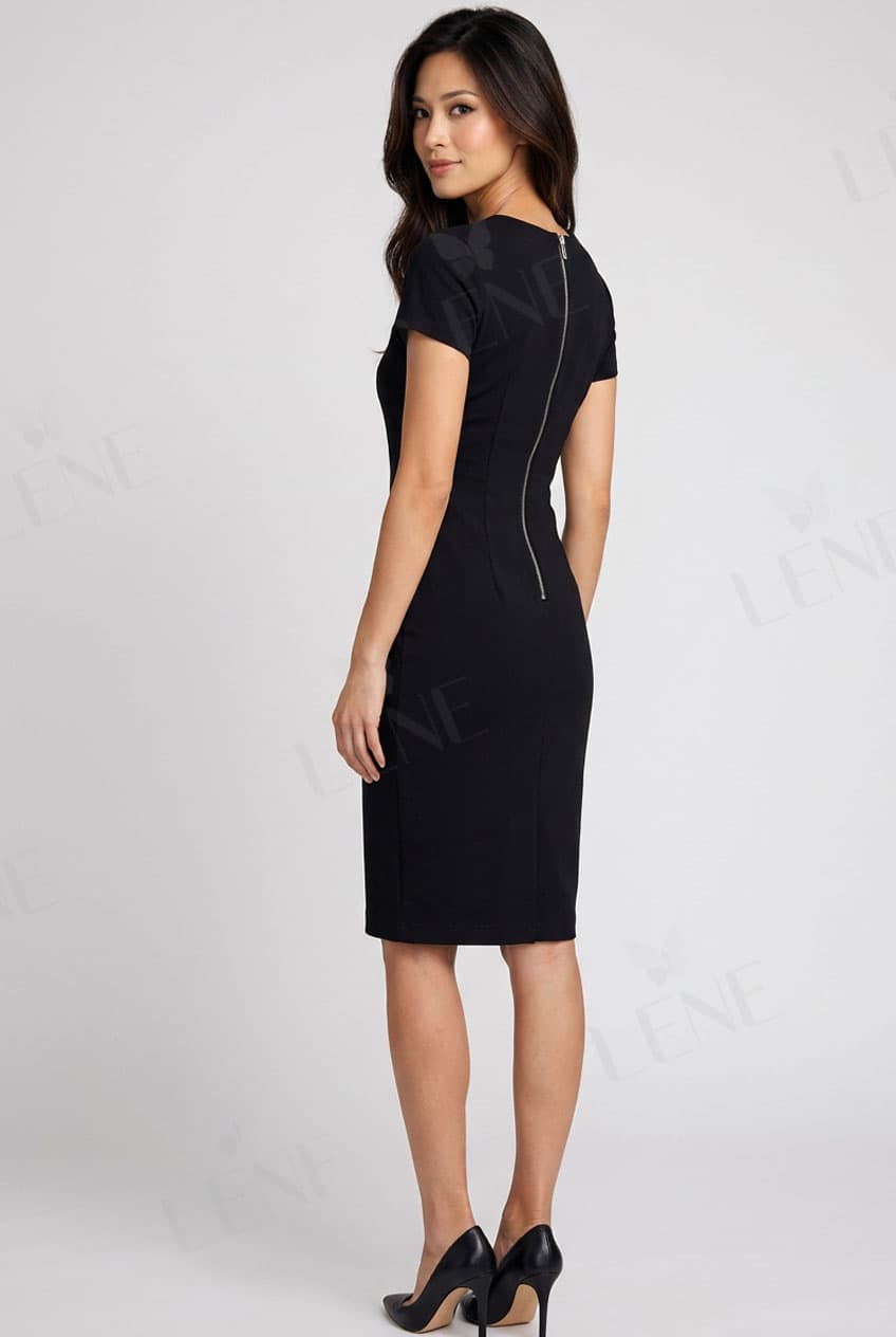 Đầm bodycon công sở tay ngắn in hoa nổi bật - View 3