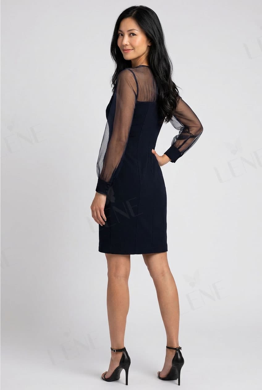 Đầm ôm phối voan kính xuyên thấu - View 4