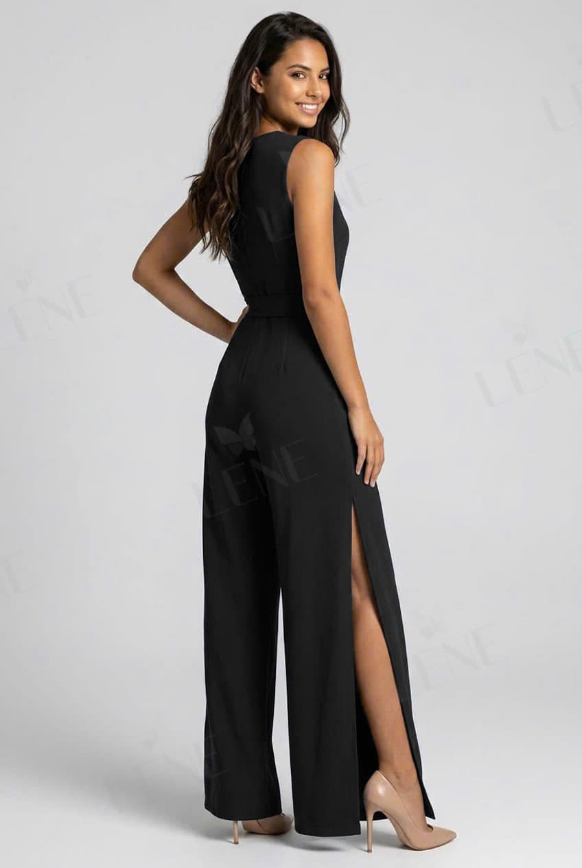 Jumpsuit cổ V đắp chéo xẻ tà tầng - View 3